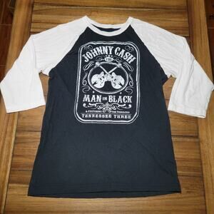 Zion Rootswear Johnny Cash Baseball Style Tee "Man In Black" - Size Junior XXL